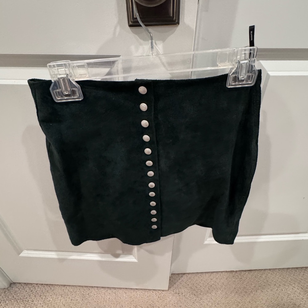 Blank NYC Dark Green Button-Up Mini Skirt